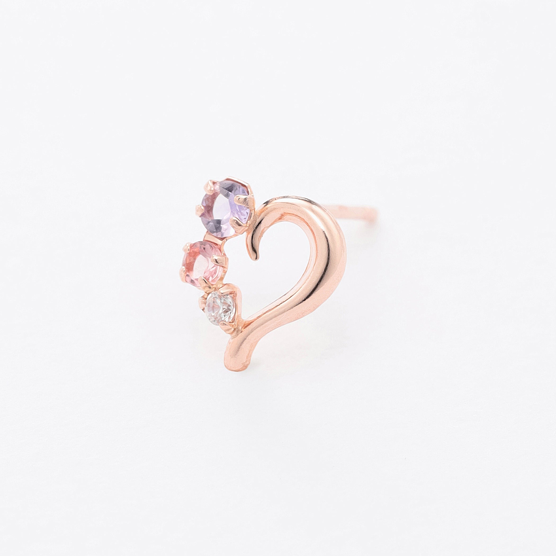 【WEB限定】2月誕生石 K10 ピンクゴールド アメジスト ハート ピアス