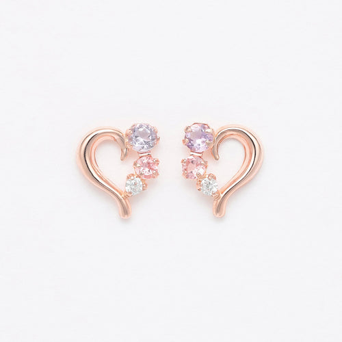 【WEB限定】2月誕生石 K10 ピンクゴールド アメジスト ハート ピアス