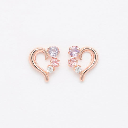 【WEB限定】2月誕生石 K10 ピンクゴールド アメジスト ハート ピアス