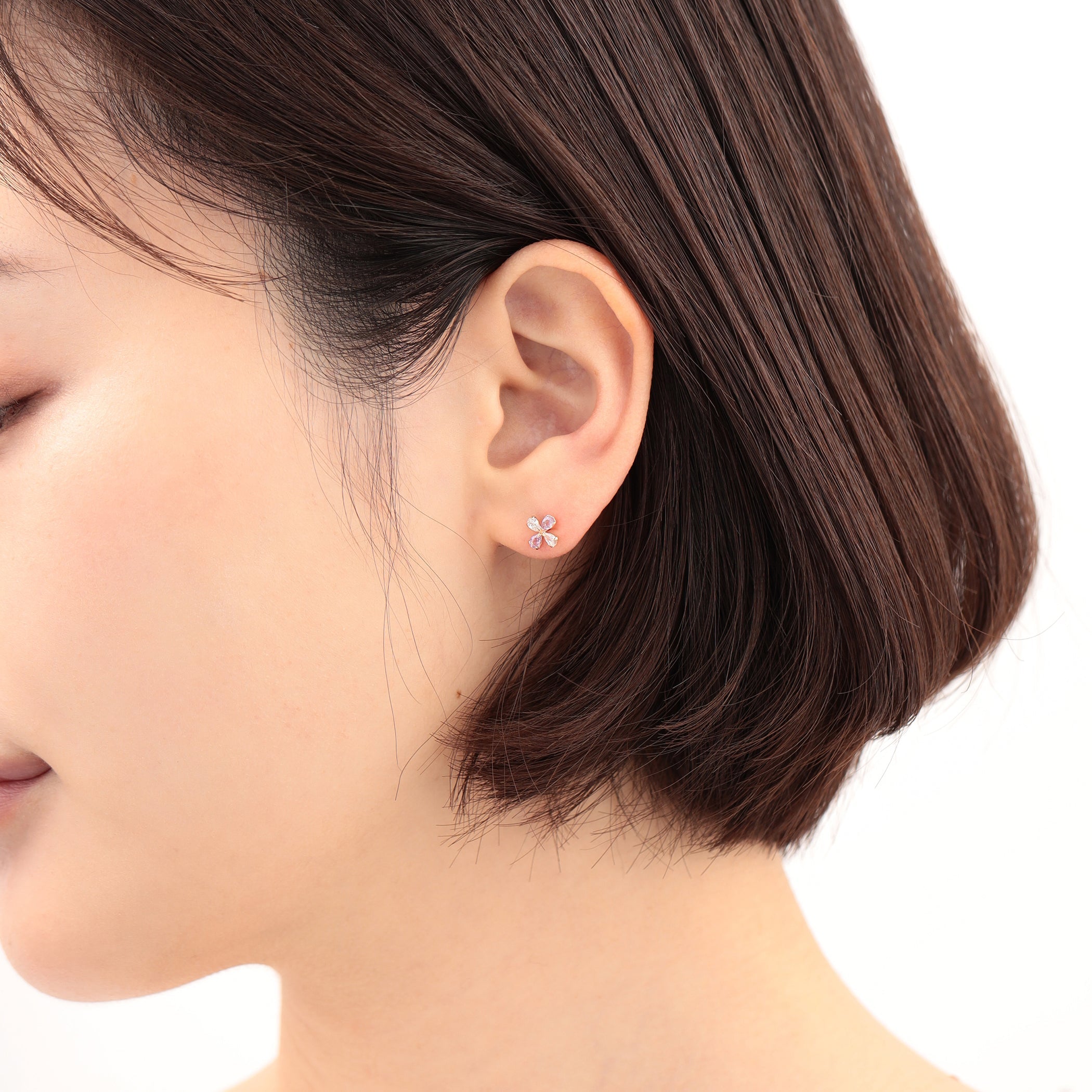 【クーポン対象商品】【WEB限定】2月誕生石 K10 ピンクゴールド アメジスト フラワー ピアス