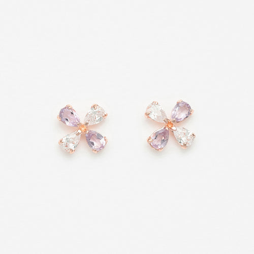 【クーポン対象商品】【WEB限定】2月誕生石 K10 ピンクゴールド アメジスト フラワー ピアス