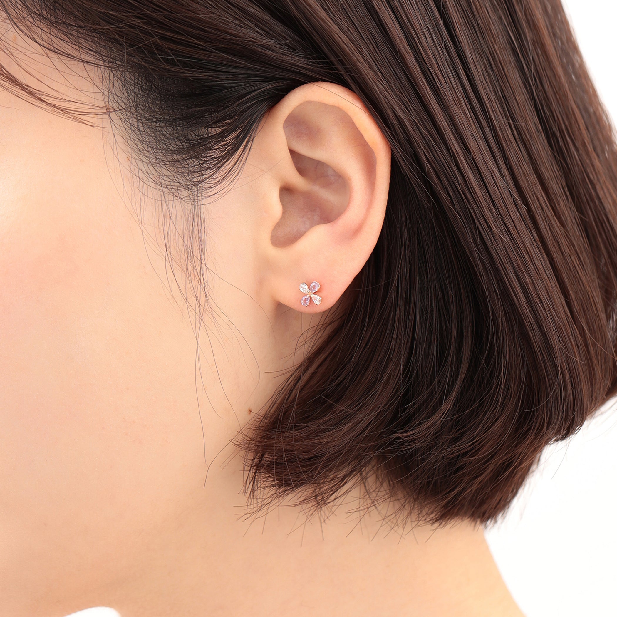【クーポン対象商品】【WEB限定】2月誕生石 K10 ピンクゴールド アメジスト フラワー ピアス