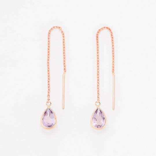 【WEB限定】2月誕生石 K10 ピンクゴールド アメジスト しずく アメリカン ピアス