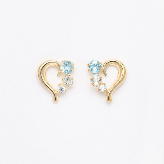 【WEB限定】11月誕生石 K10 イエローゴールド ブルートパーズ ハート ピアス