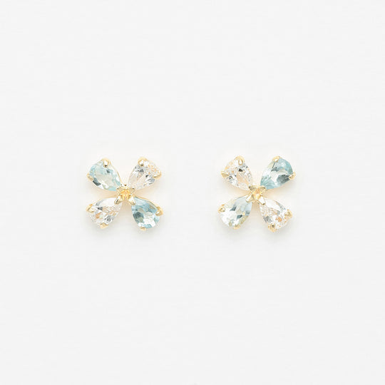 【WEB限定】11月誕生石 K10 イエローゴールド ブルートパーズ フラワー ピアス