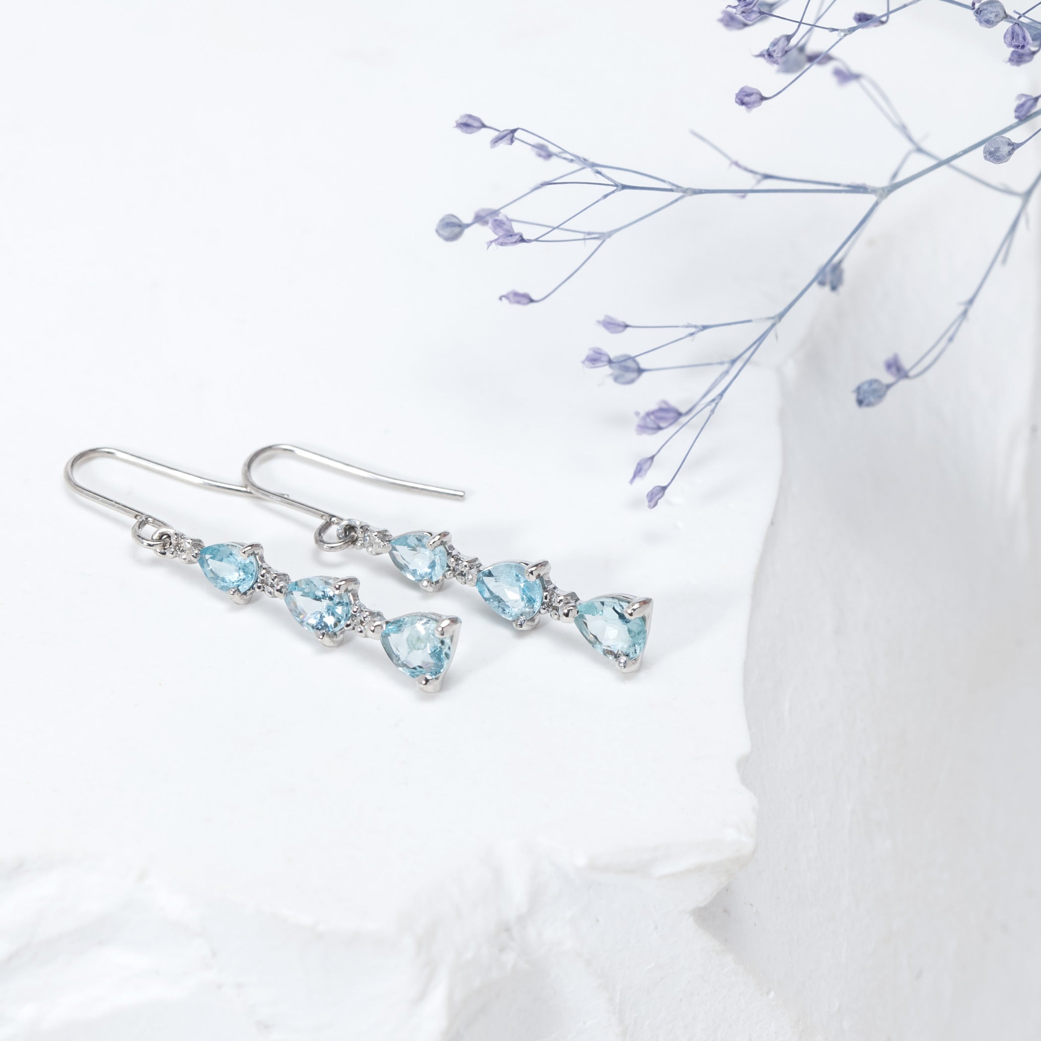 予約商品】3月誕生石 プラチナ アクアマリン ピアス – Milluflora