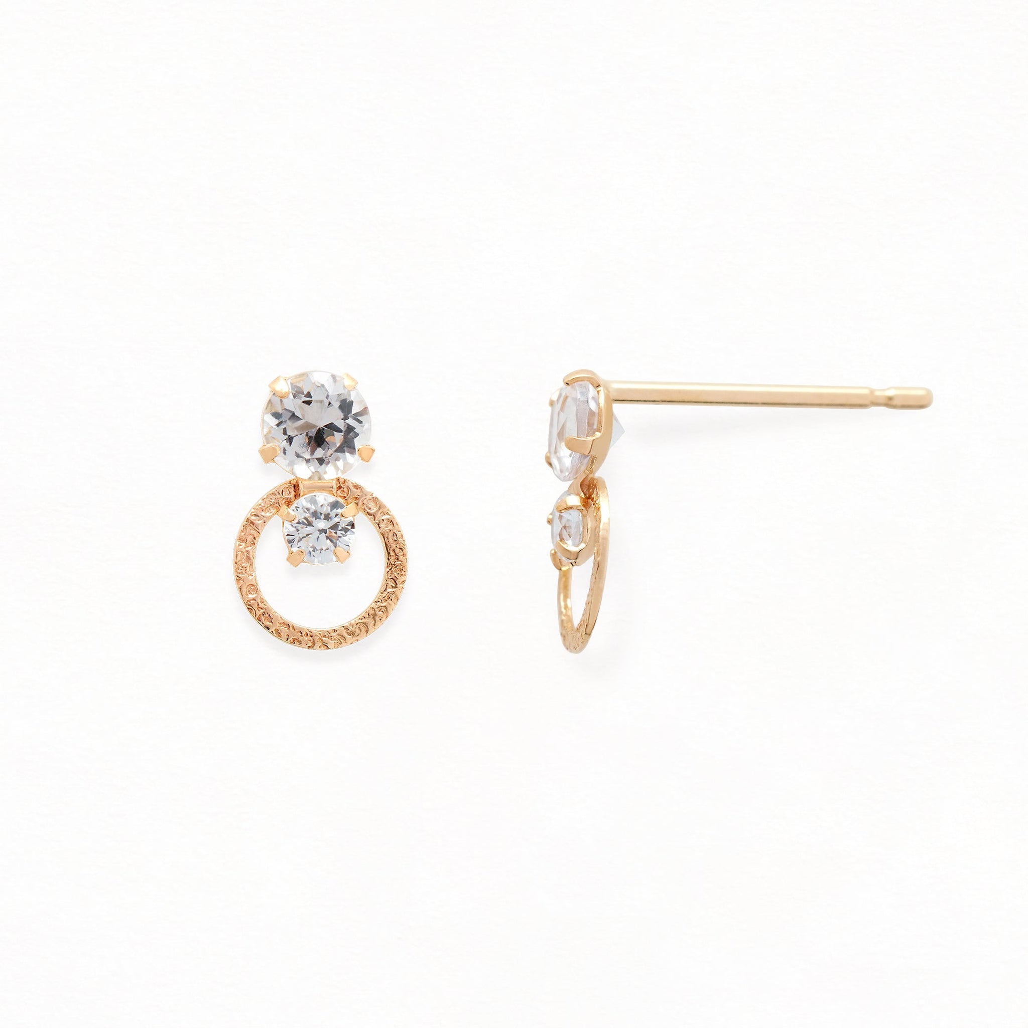 【ビーゲンキ】モルガナイト×イエローアクアマリンの2連ピアス ピアス K10ホワイトゴールド ホワイトトパーズ ムーンストーン
