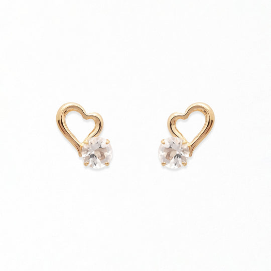 K10 イエローゴールド モルガナイト ハート ピアス