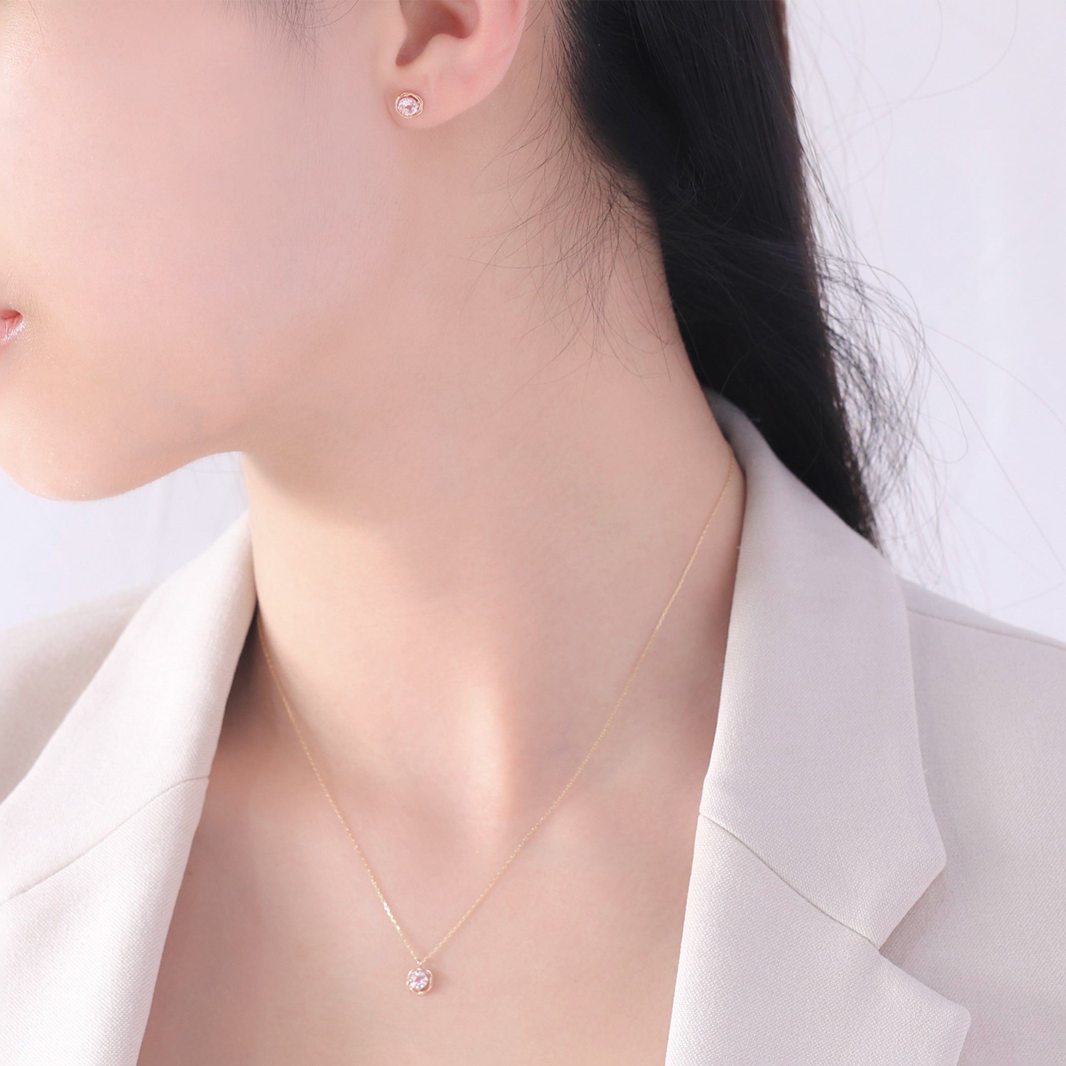 4月誕生石 K10 イエローゴールド モルガナイト ピアス – Milluflora