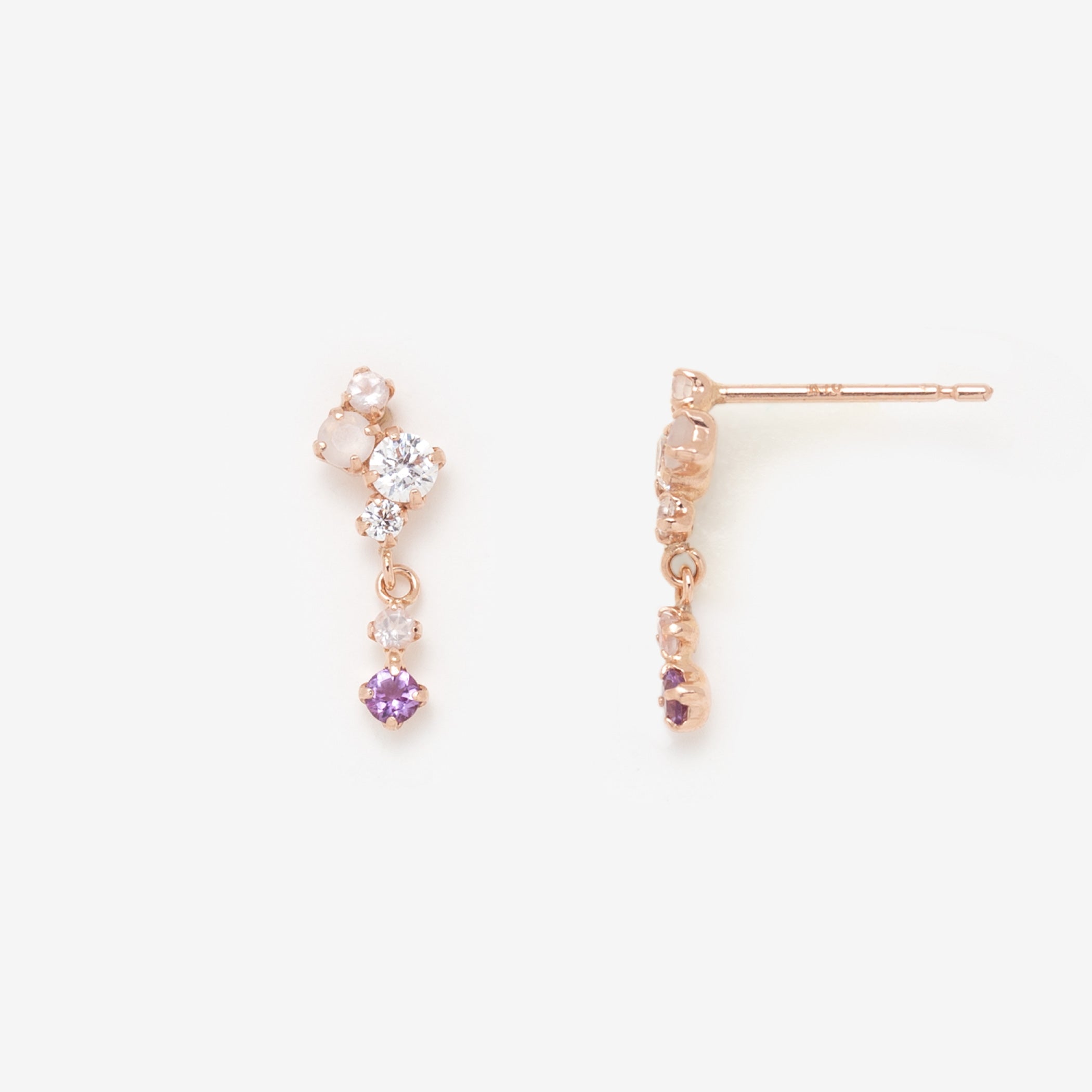 2月誕生石 K10 ピンクゴールド ライトアメジスト ピアス