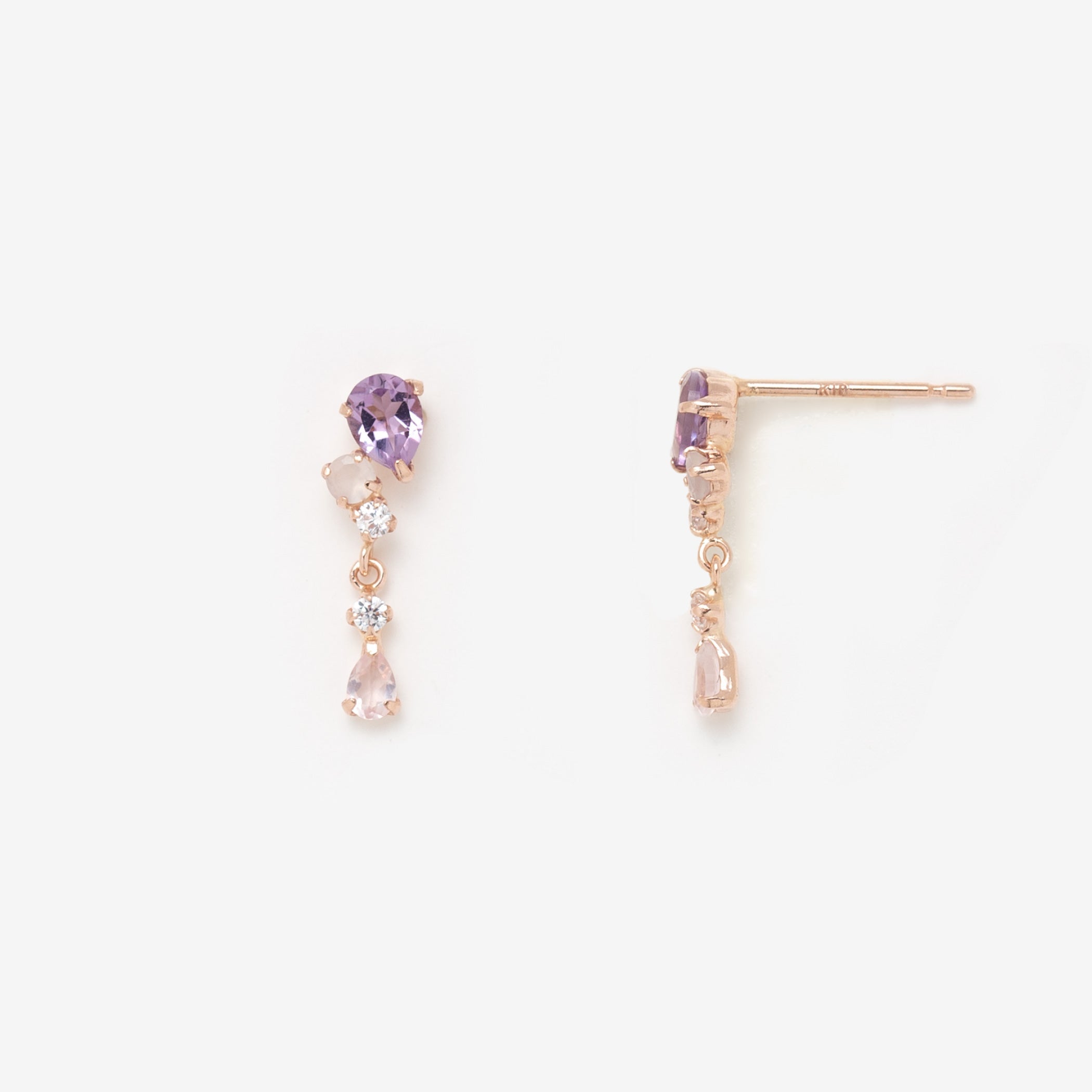 【期間限定セール】2月誕生石 K10 ピンクゴールド ライトアメジスト しずく ピアス