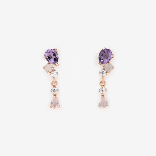 【期間限定セール】2月誕生石 K10 ピンクゴールド ライトアメジスト しずく ピアス