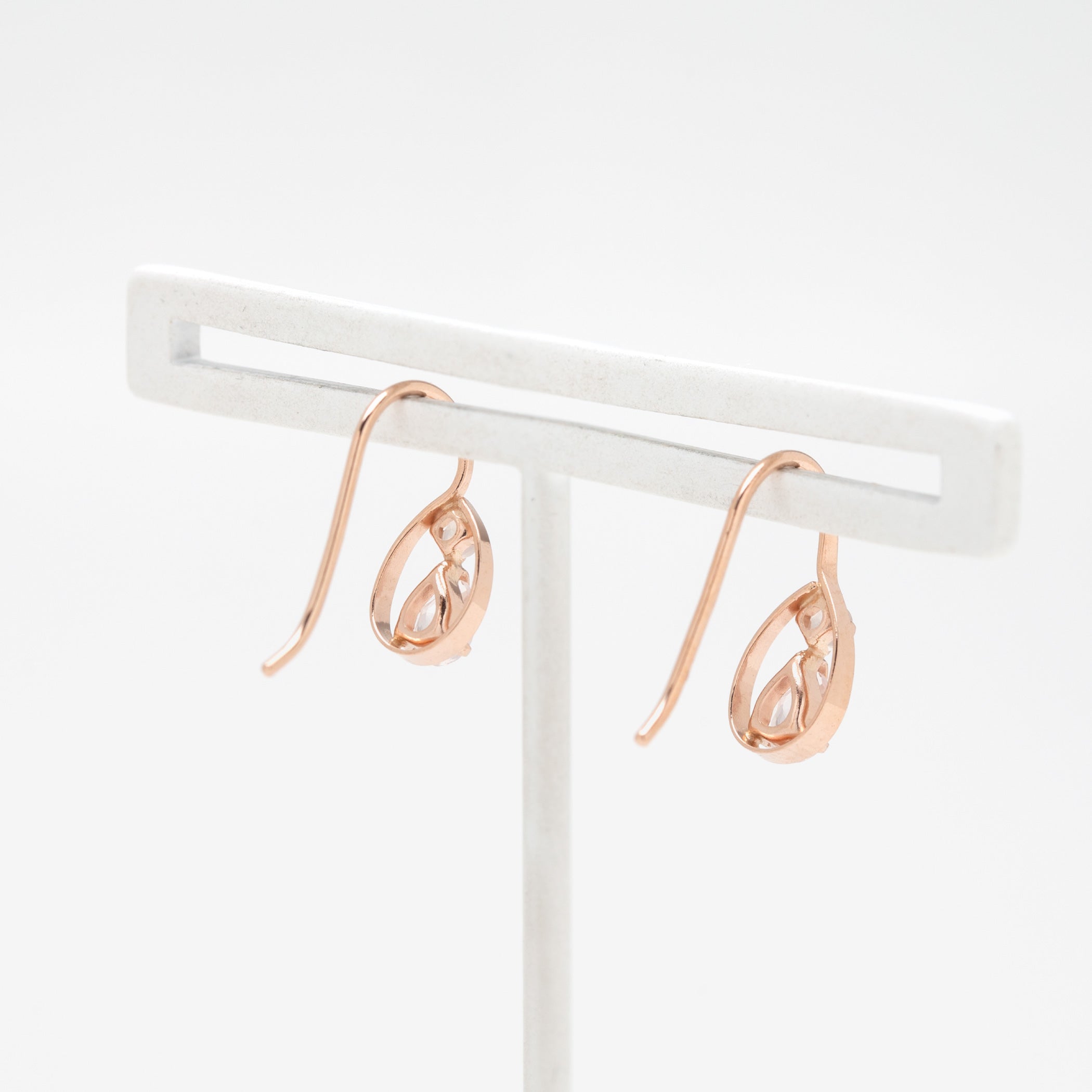 K10 ピンクゴールド ローズクォーツ しずく フック ピアス