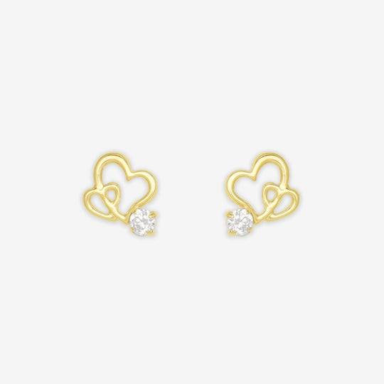 K10 イエローゴールド キュービックジルコニア ハート ピアス