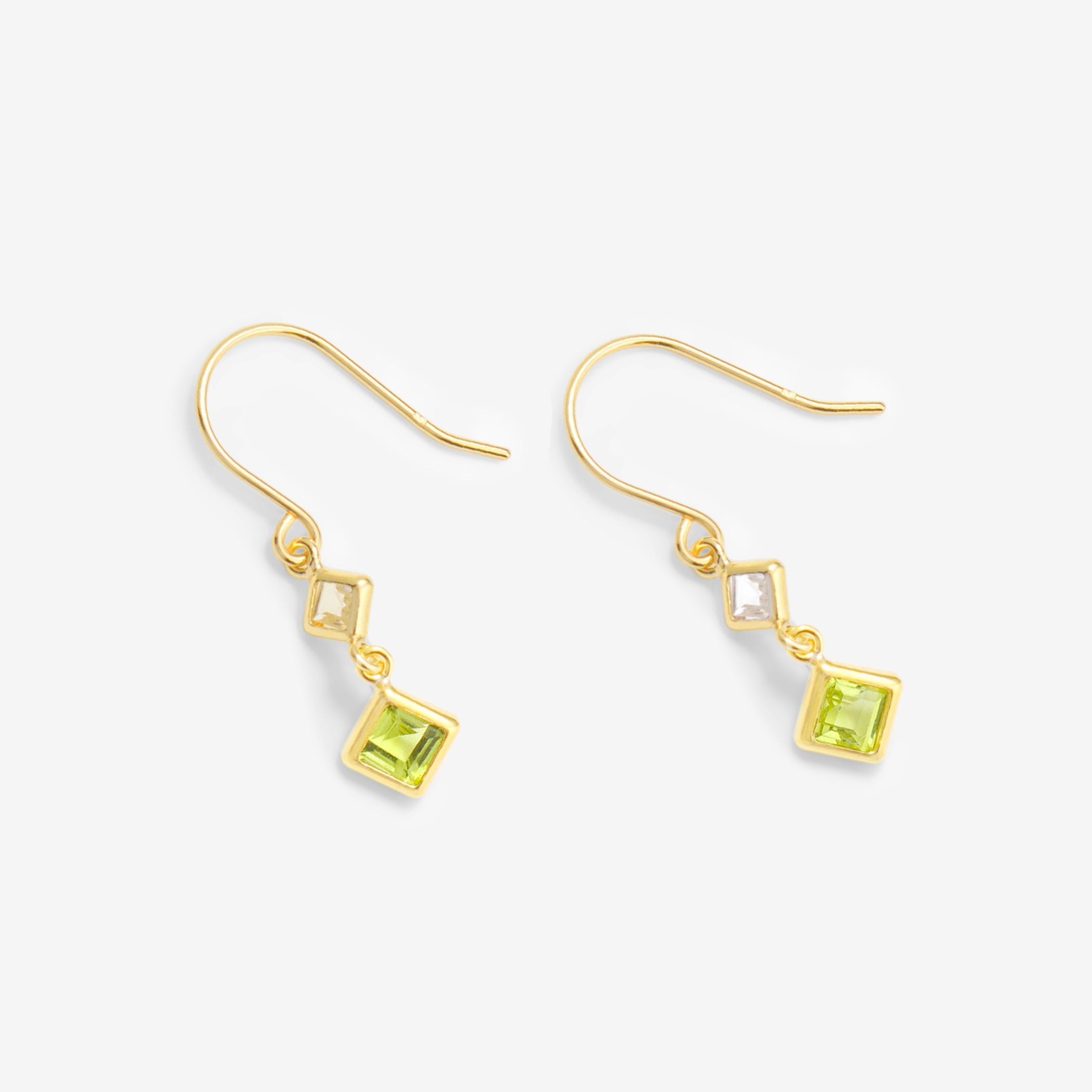 8月誕生石 K10 イエローゴールド ペリドット フック ピアス