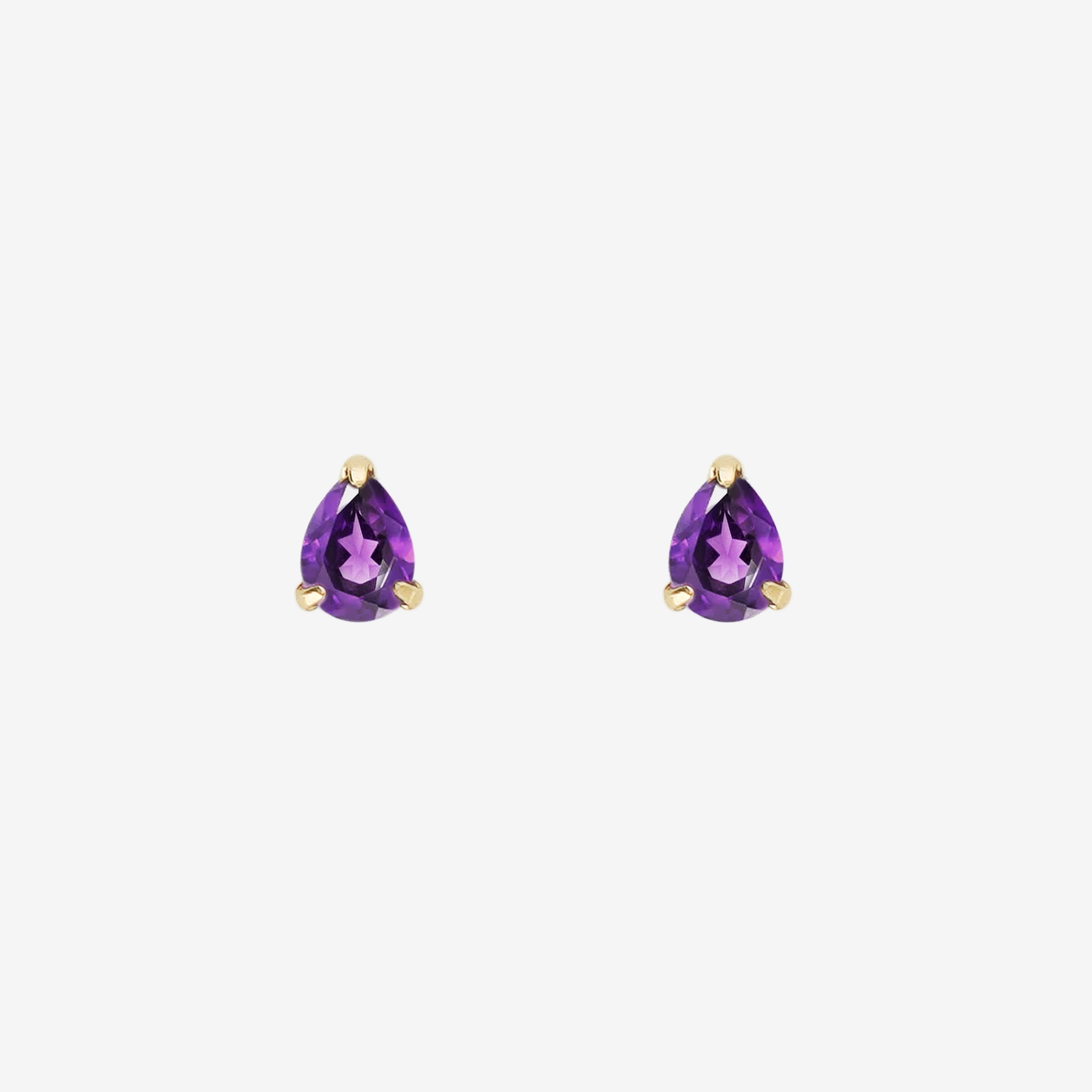 【WEB限定】2月誕生石 K10 イエローゴールド アメジスト しずく ピアス