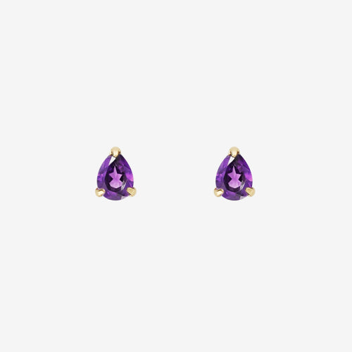 【WEB限定】2月誕生石 K10 イエローゴールド アメジスト しずく ピアス