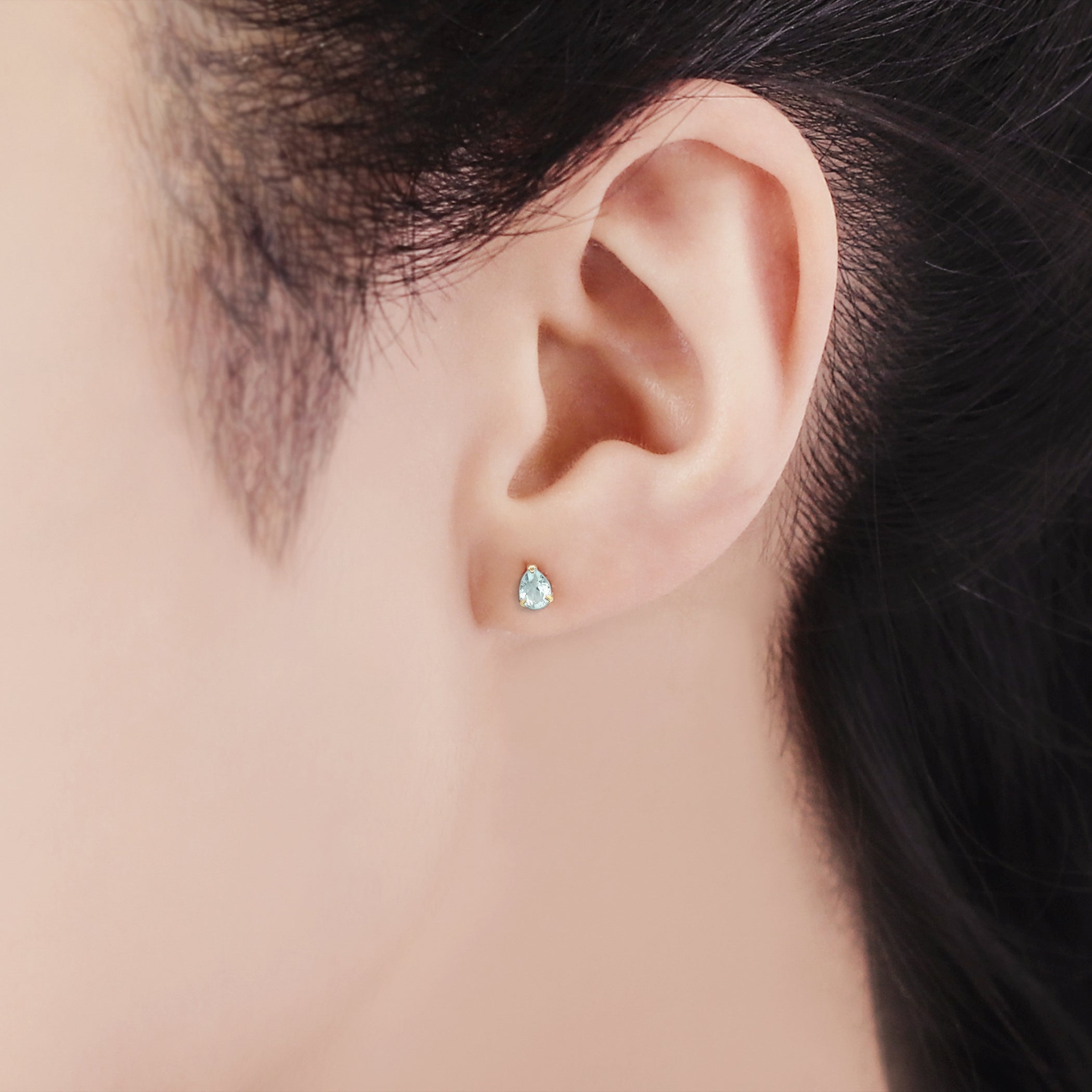 WEB限定】3月誕生石 K10 イエローゴールド アクアマリン しずく ピアス