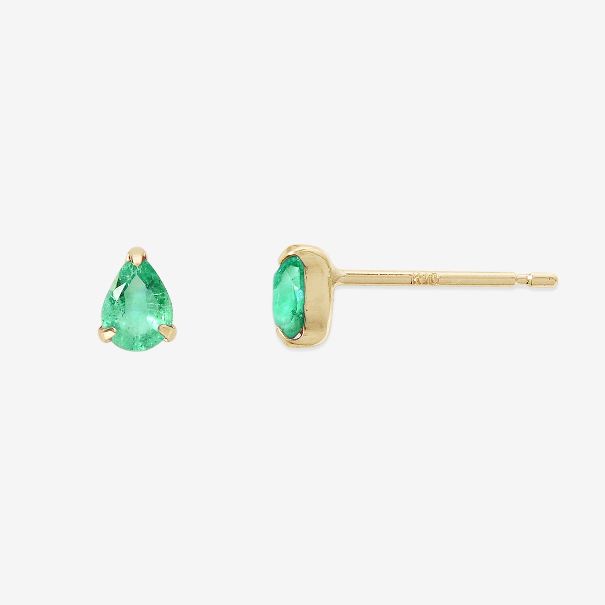 【WEB限定】5月誕生石 K10 イエローゴールド エメラルド しずく ピアス