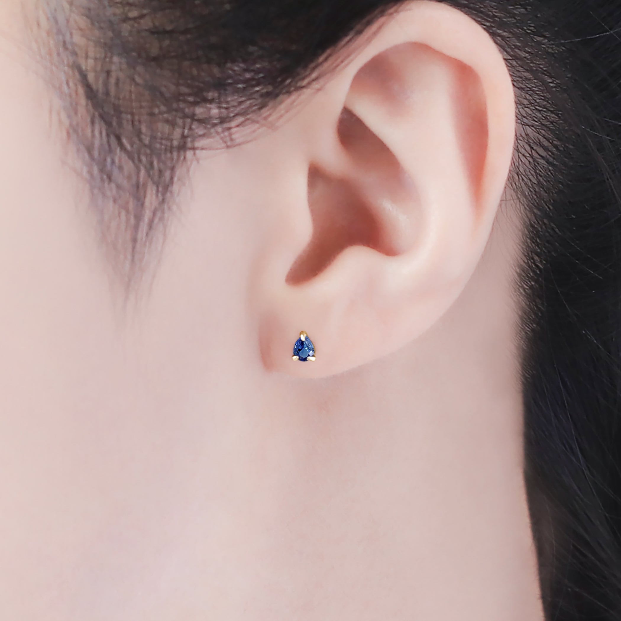 【WEB限定】9月誕生石 K10 イエローゴールド サファイア しずく ピアス