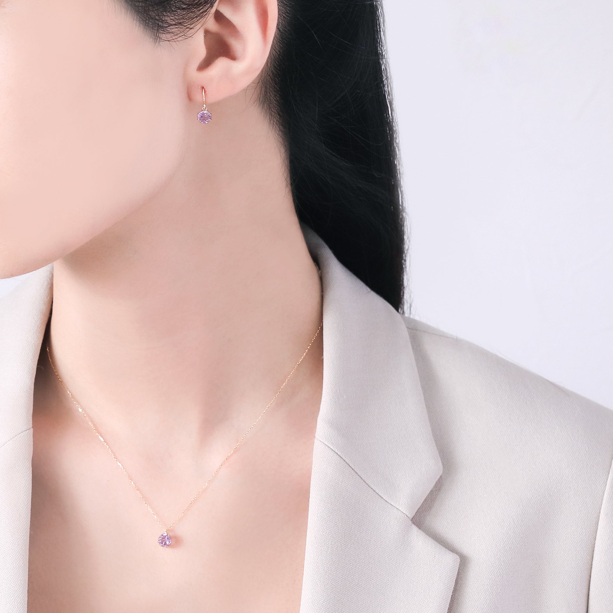 最終価格　美品　K10アメシストフックピアス 数量限定セール特価！】 アメジスト フック ピアス K10YG