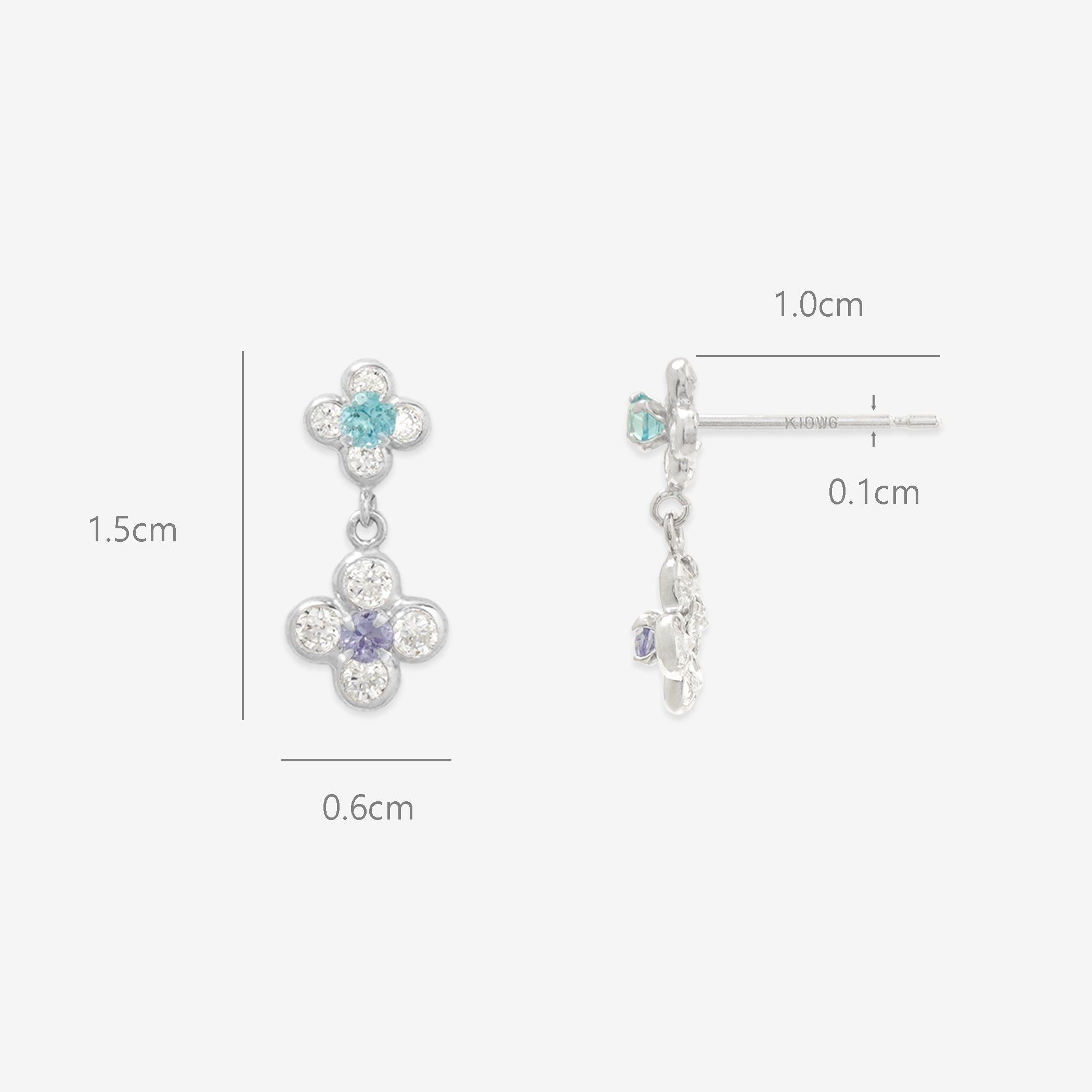 K10ホワイトゴールドフラワーピアス 11月誕生石 K10 ホワイトゴールド ブルートパーズ フラワー