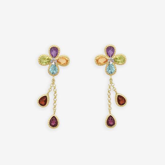 2月誕生石 K10 イエローゴールド アメジスト フラワー ピアス