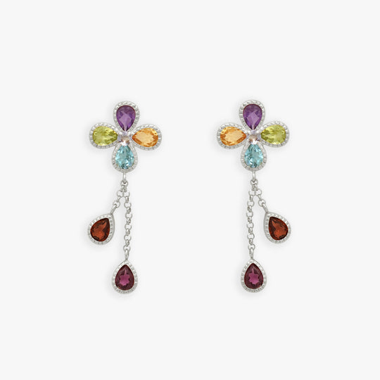 2月誕生石 K10 ホワイトゴールド アメジスト フラワー ピアス