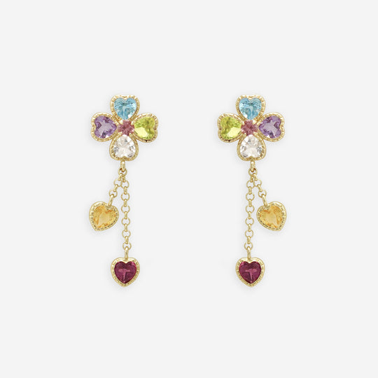 11月誕生石 K10 イエローゴールド ブルートパーズ クローバー ピアス