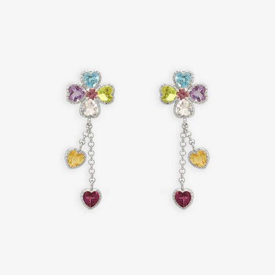 11月誕生石 K10 ホワイトゴールド ブルートパーズ クローバー ピアス