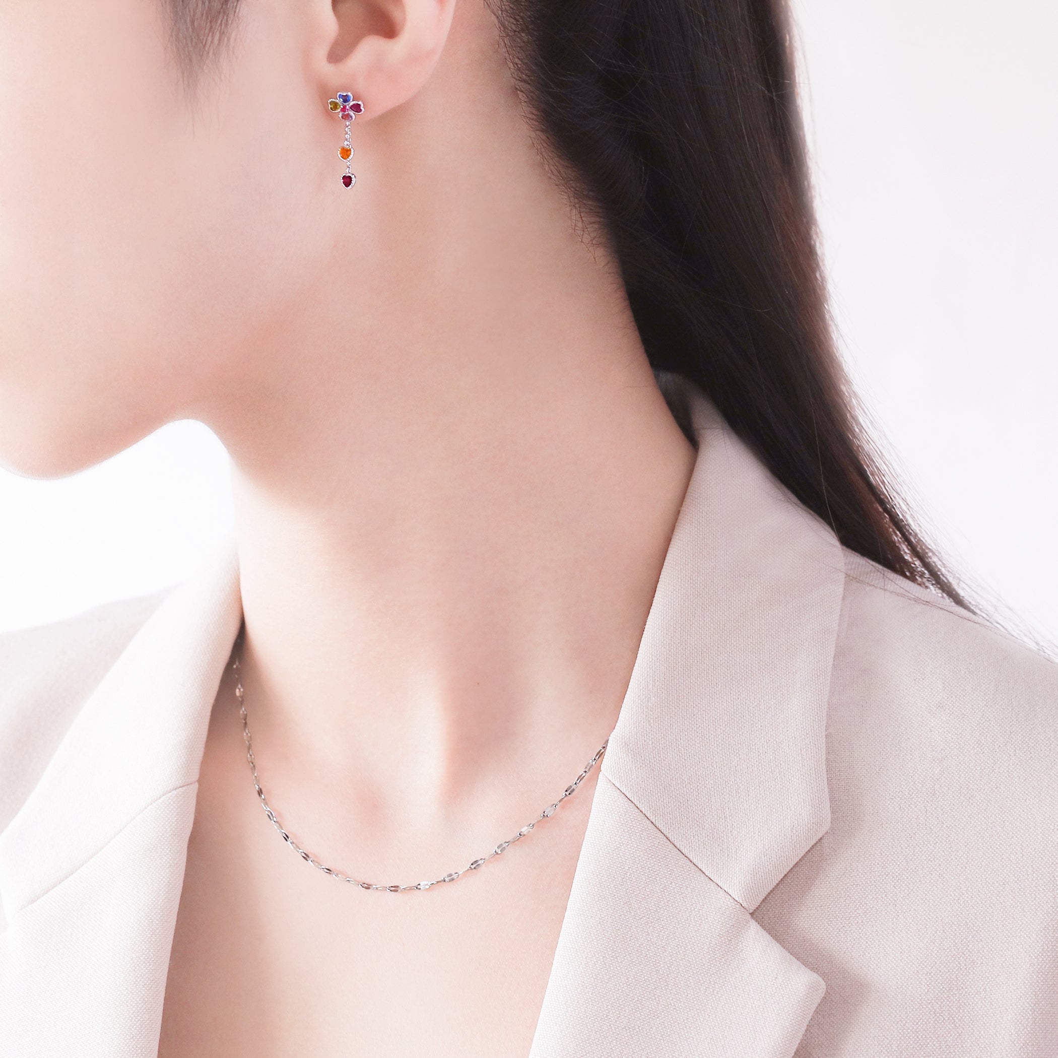 11月誕生石 K10 ホワイトゴールド ブルートパーズ クローバー ピアス