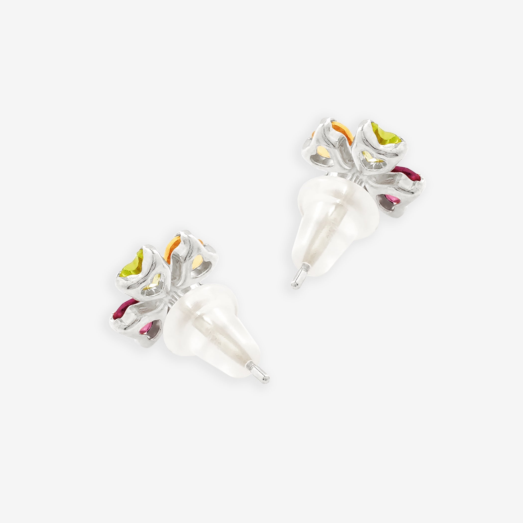 1月誕生石 K10 ホワイトゴールド ガーネット クローバー ピアス
