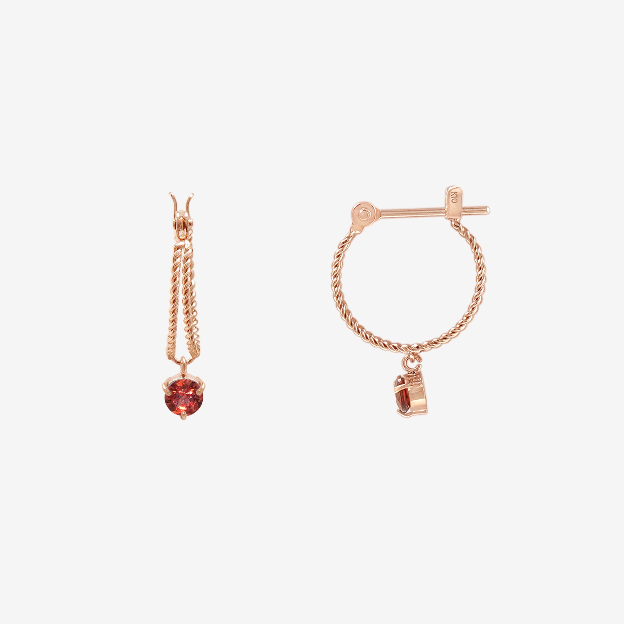 1月誕生石 K10 ピンクゴールド ガーネット ピアス