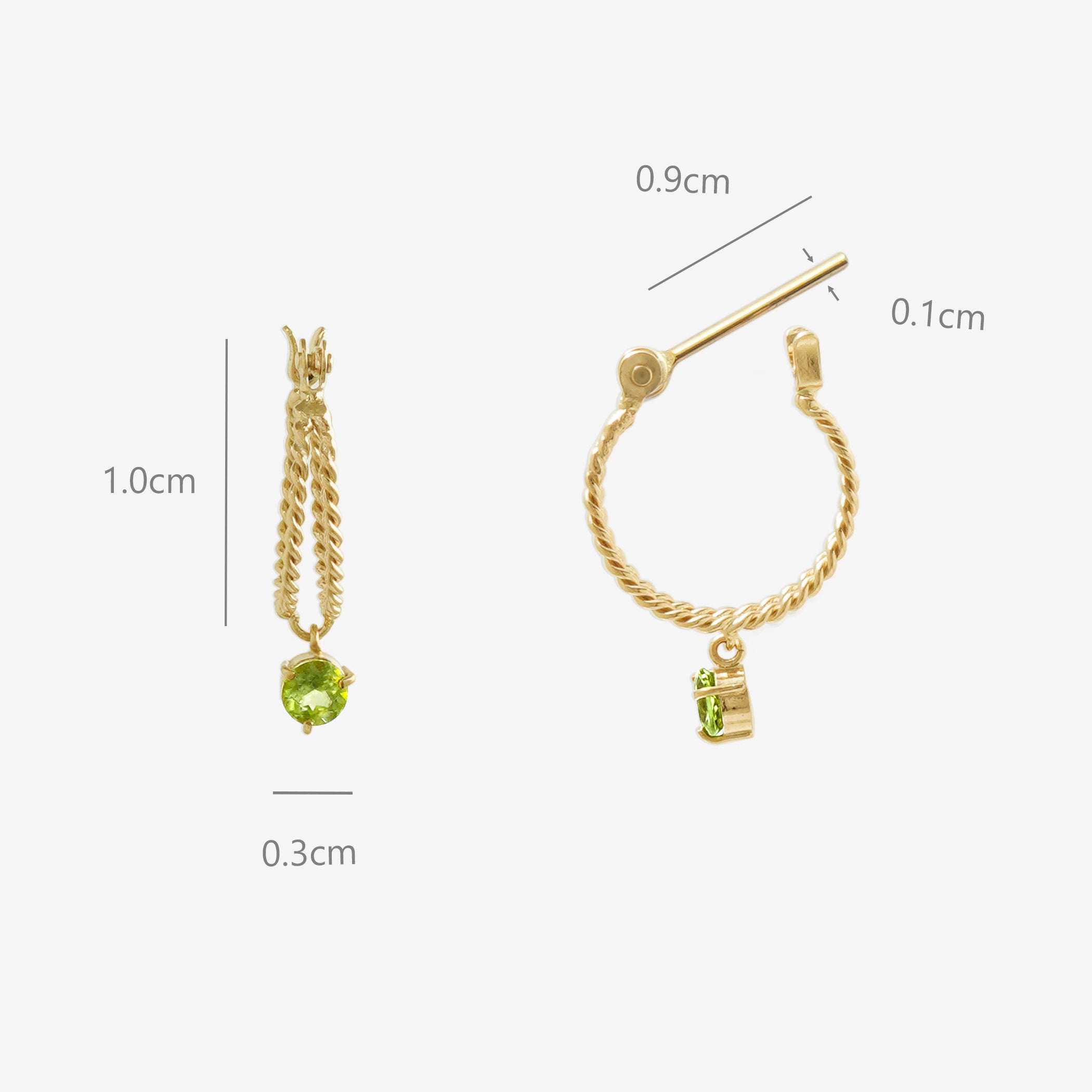 8月誕生石 K10 イエローゴールド ペリドット ピアス