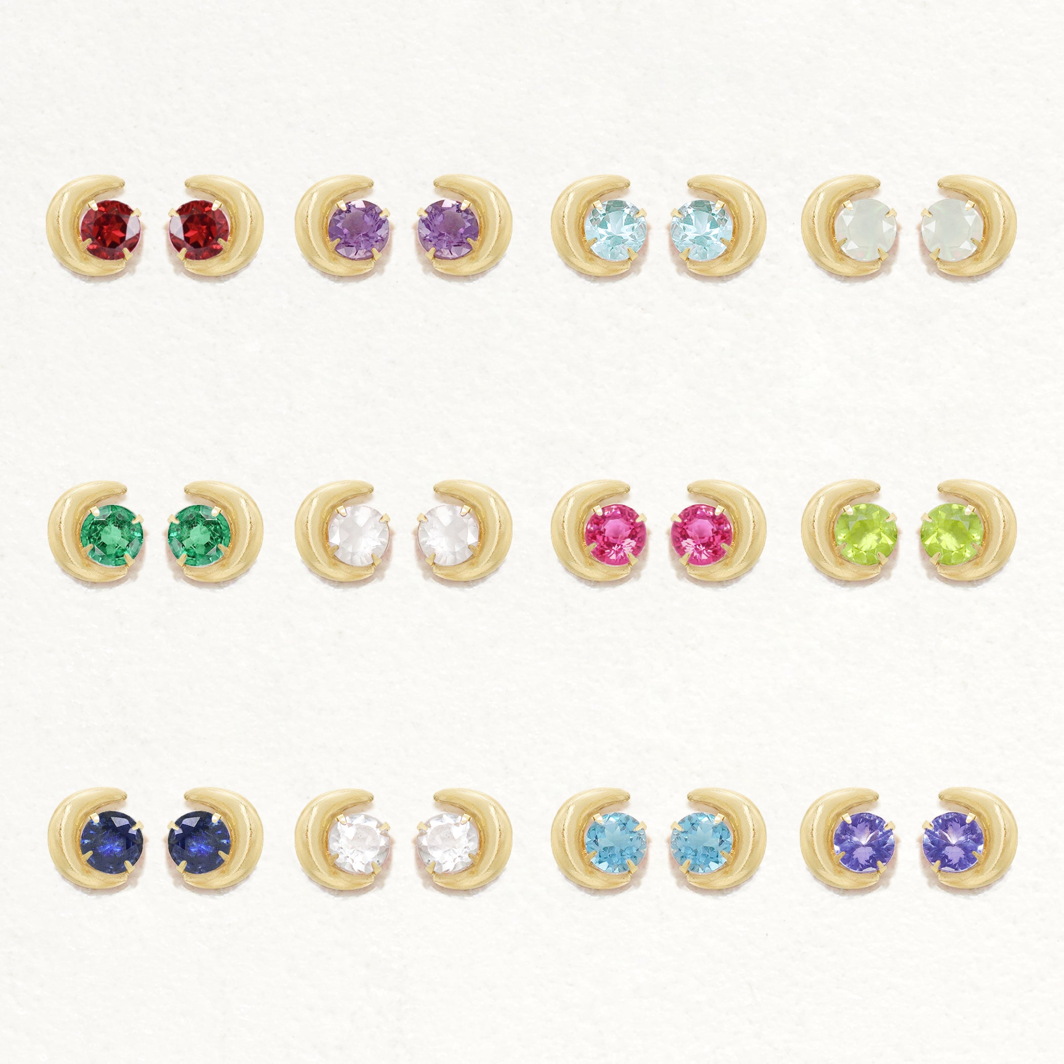 【WEB限定】2月誕生石 K10 イエローゴールド ライトアメジスト ムーン ピアス