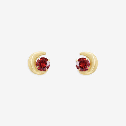 【WEB限定】1月誕生石 K10 イエローゴールド ガーネット ムーン ピアス