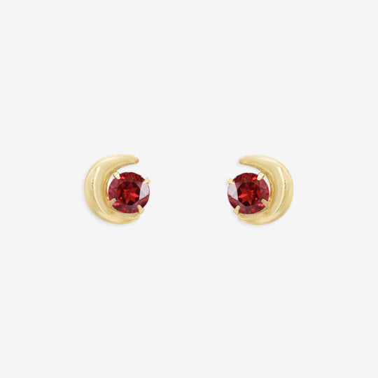 【WEB限定】1月誕生石 K10 イエローゴールド ガーネット ムーン ピアス