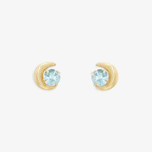 【WEB限定】3月誕生石 K10 イエローゴールド アクアマリン ムーン ピアス