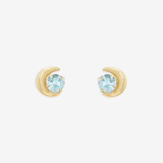 【WEB限定】3月誕生石 K10 イエローゴールド アクアマリン ムーン ピアス