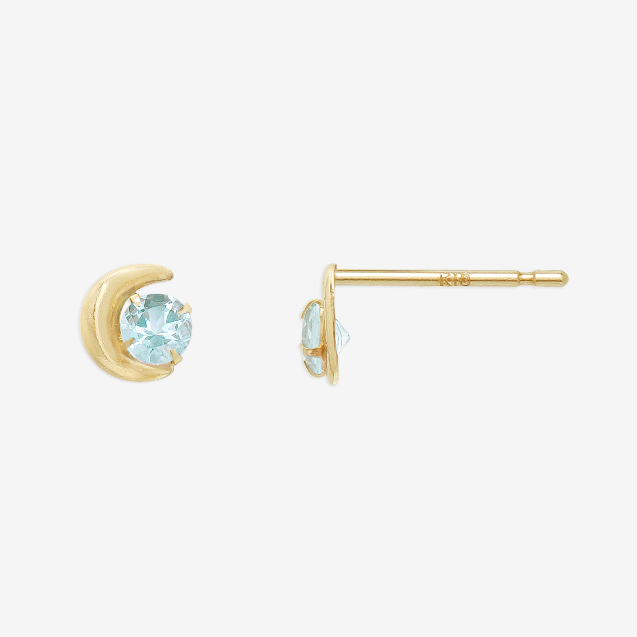 【WEB限定】3月誕生石 K10 イエローゴールド アクアマリン ムーン ピアス