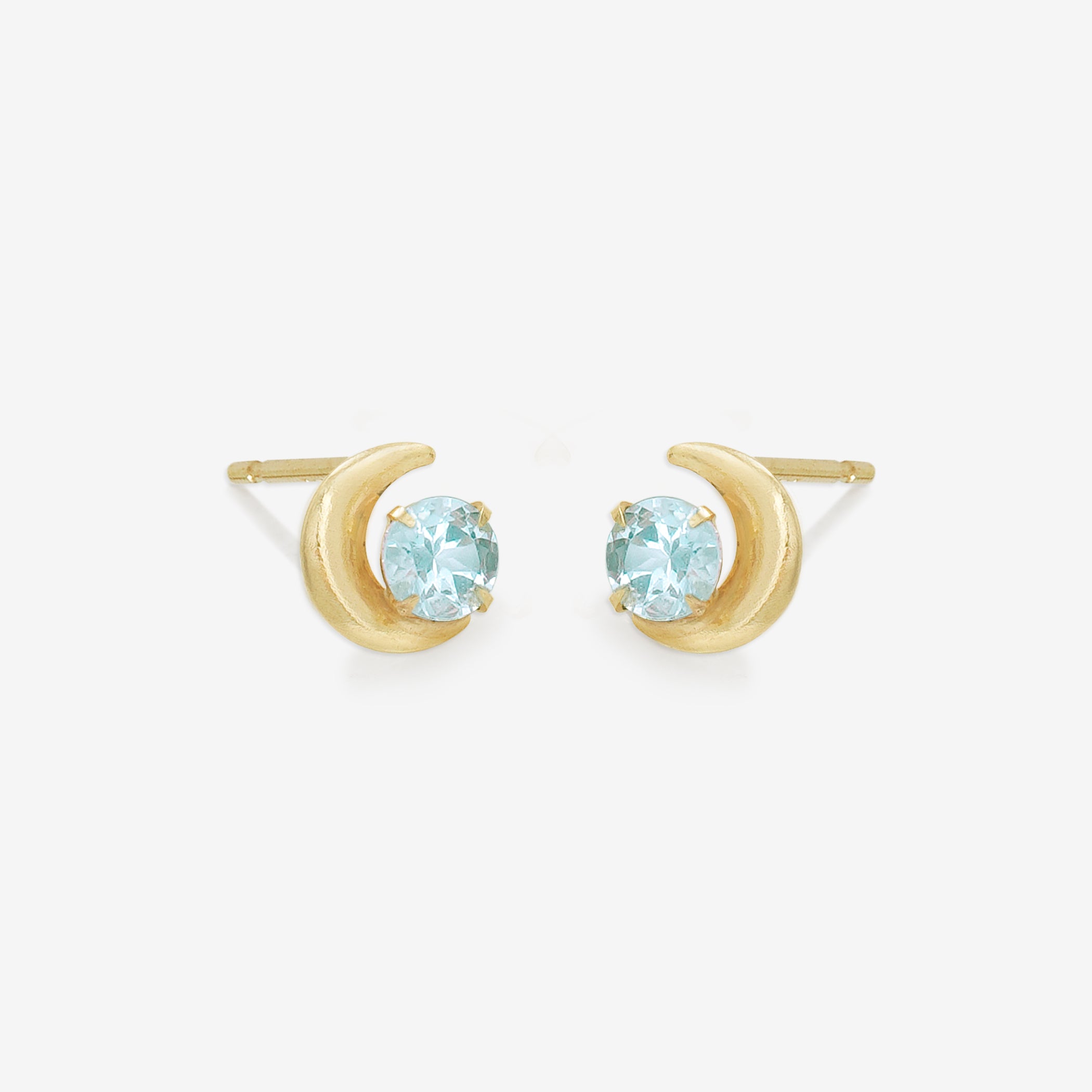 【WEB限定】3月誕生石 K10 イエローゴールド アクアマリン ムーン ピアス