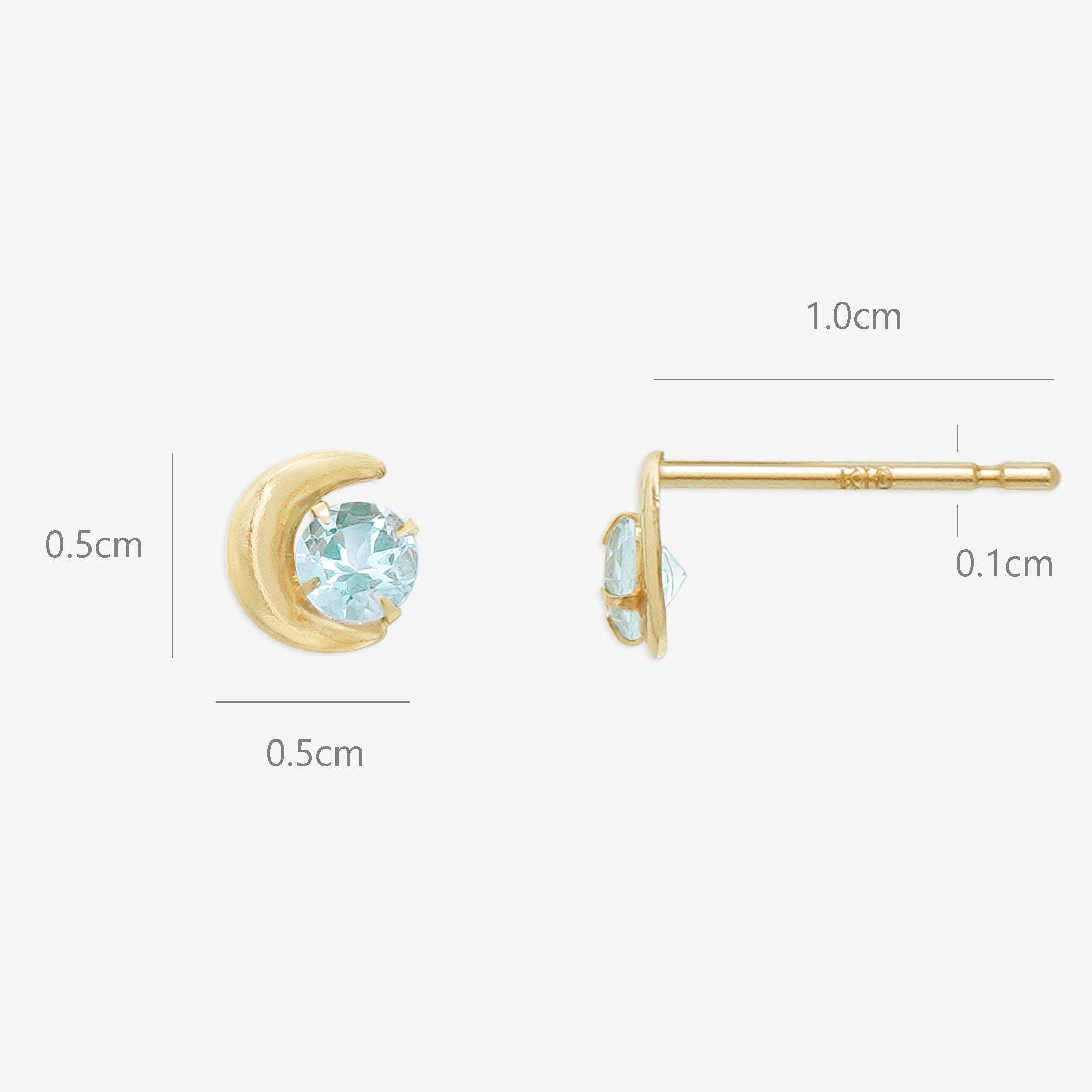 【WEB限定】3月誕生石 K10 イエローゴールド アクアマリン ムーン ピアス
