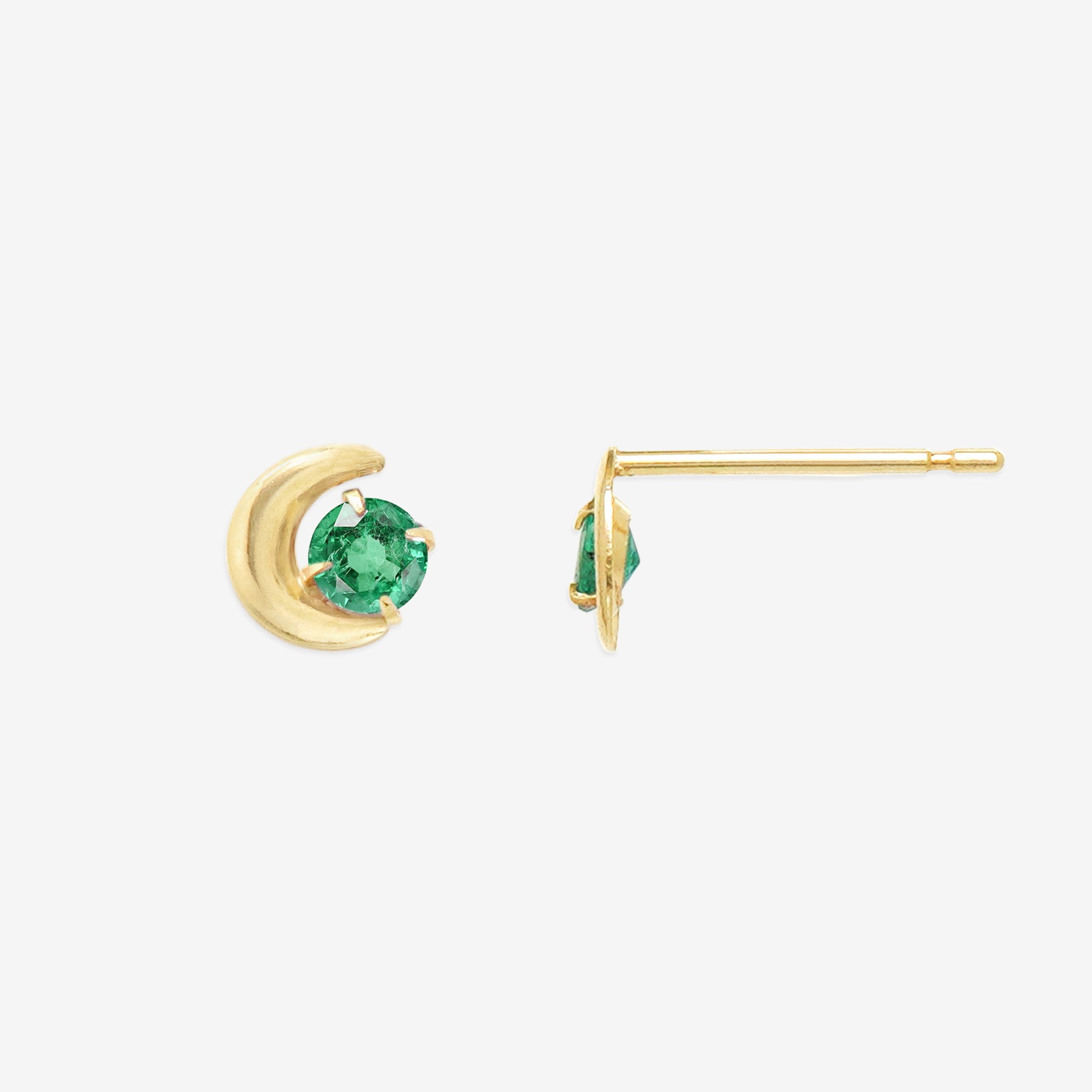 【WEB限定】5月誕生石 K10 イエローゴールド エメラルド ムーン ピアス