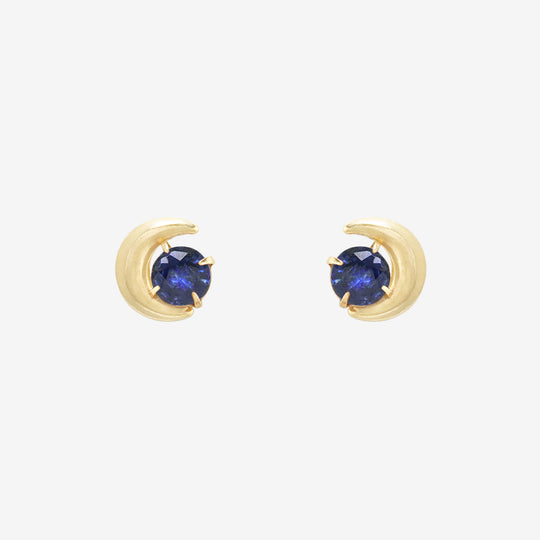 【WEB限定】9月誕生石 K10 イエローゴールド サファイア ムーン ピアス