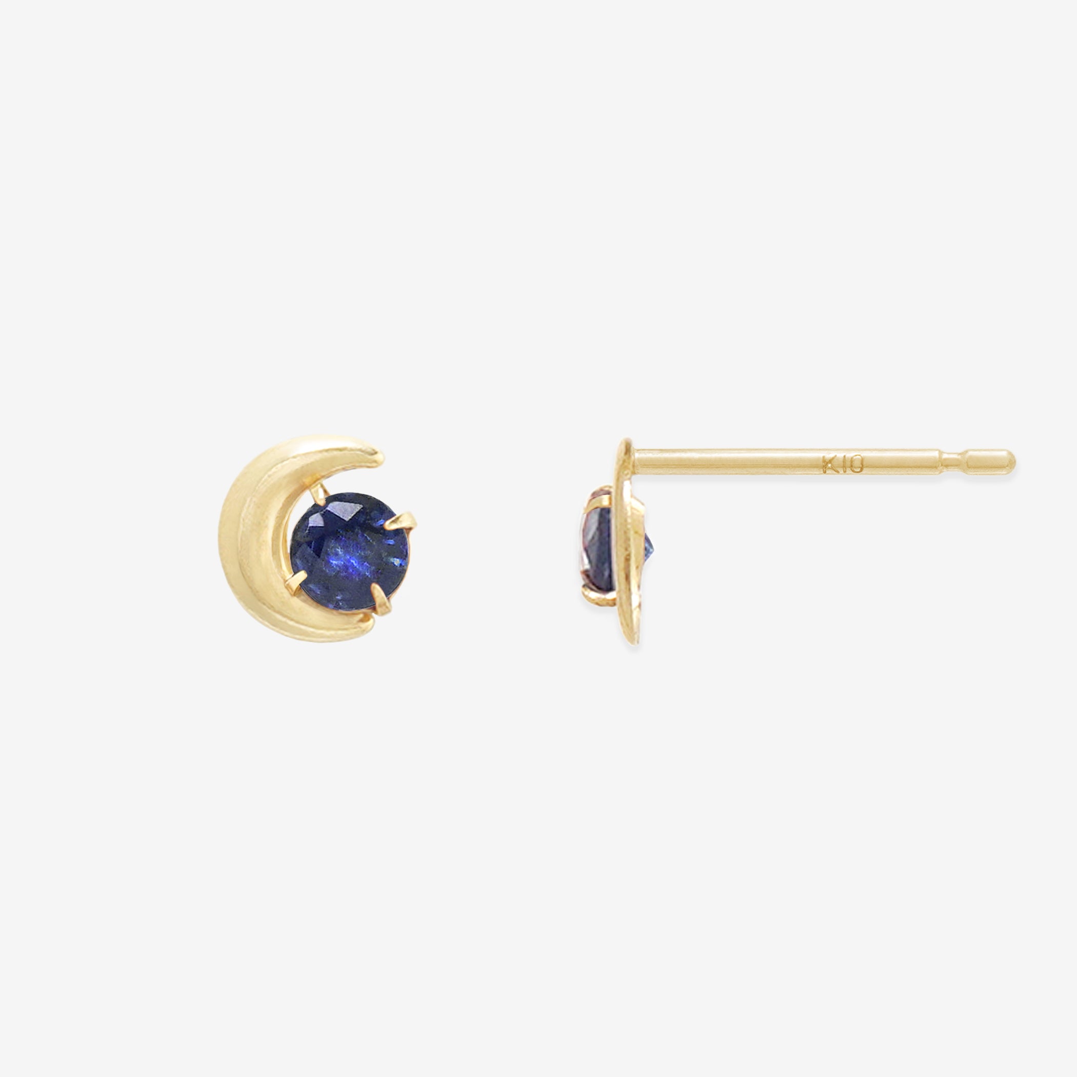 【WEB限定】9月誕生石 K10 イエローゴールド サファイア ムーン ピアス