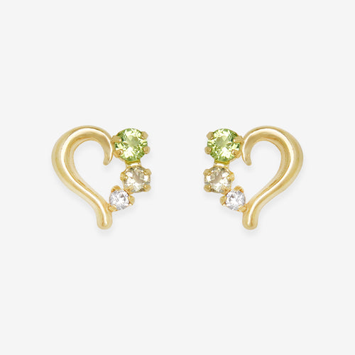 【WEB限定】8月誕生石 K10 イエローゴールド ペリドット ハート ピアス