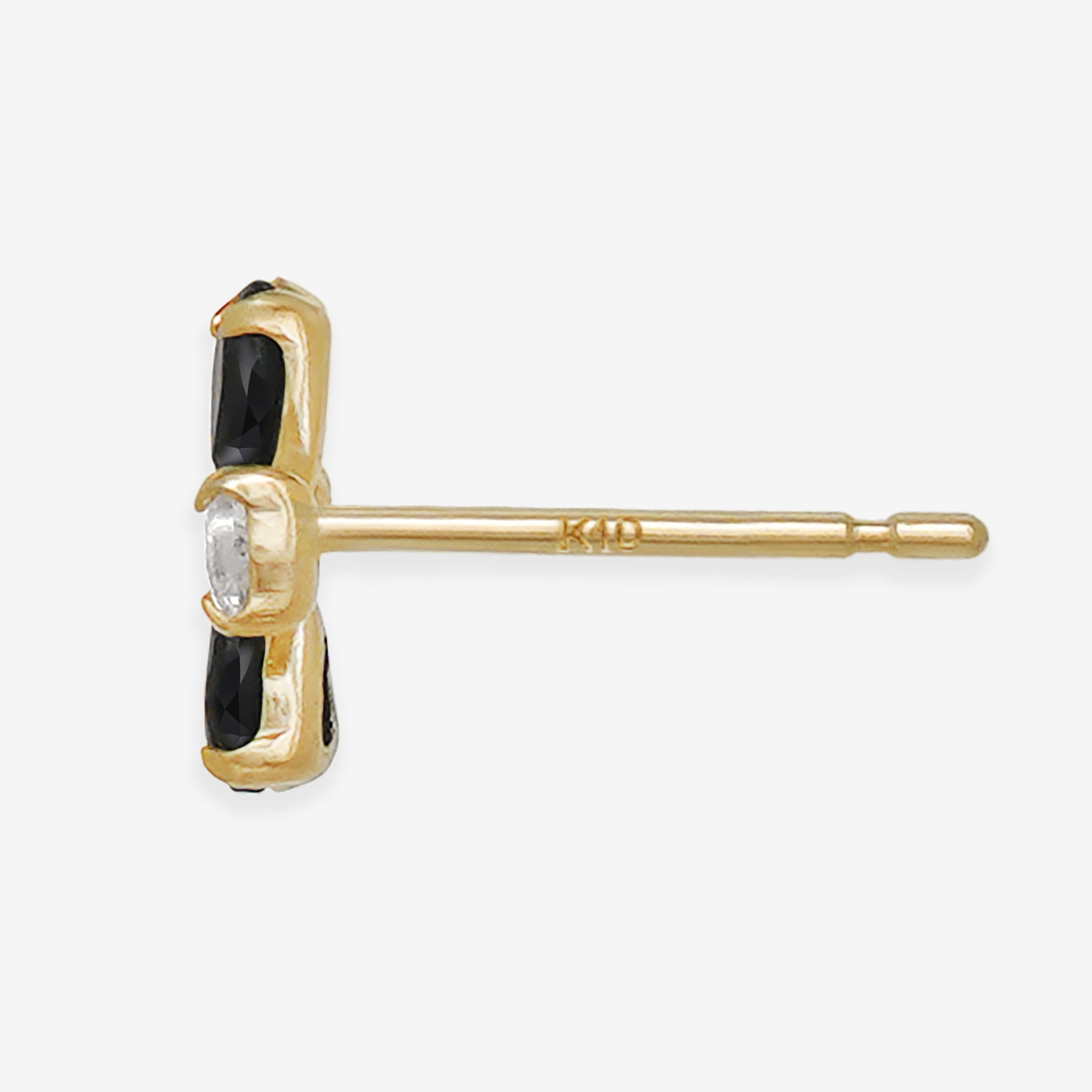 【WEB限定】K10 イエローゴールド オニキス フラワー ピアス