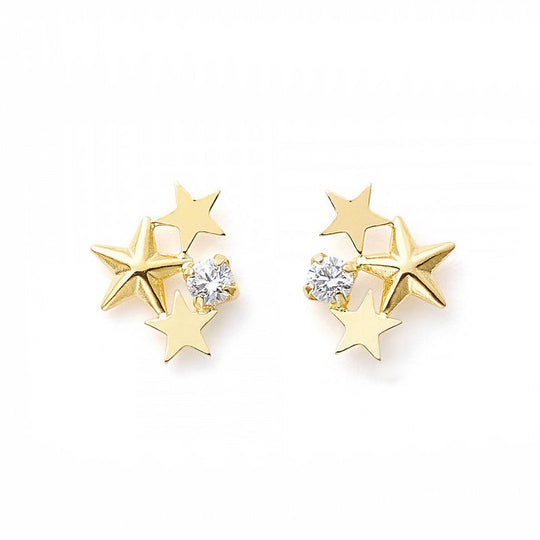 K10 イエローゴールド キュービックジルコニア スター ピアス