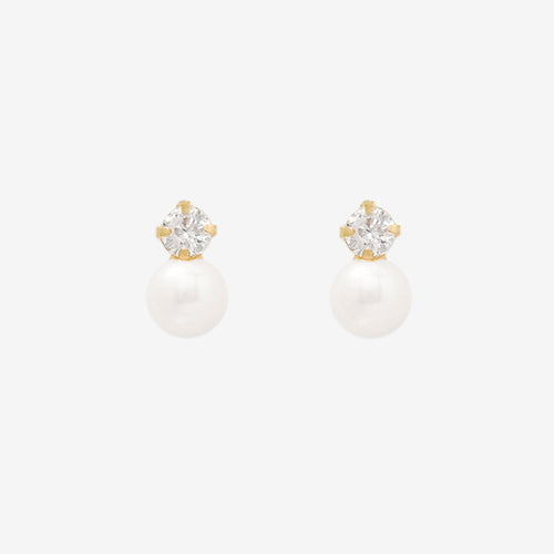 6月誕生石 K10 イエローゴールド 淡水パール ピアス