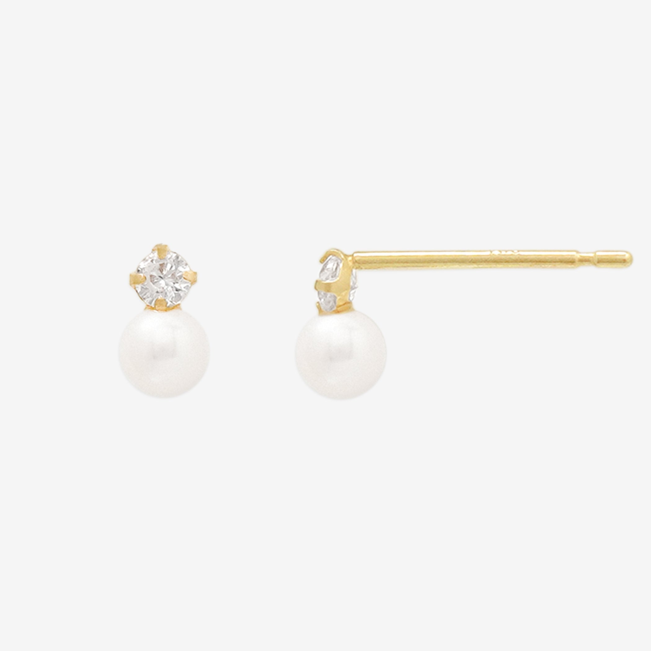 6月誕生石 K10 イエローゴールド 淡水パール ピアス